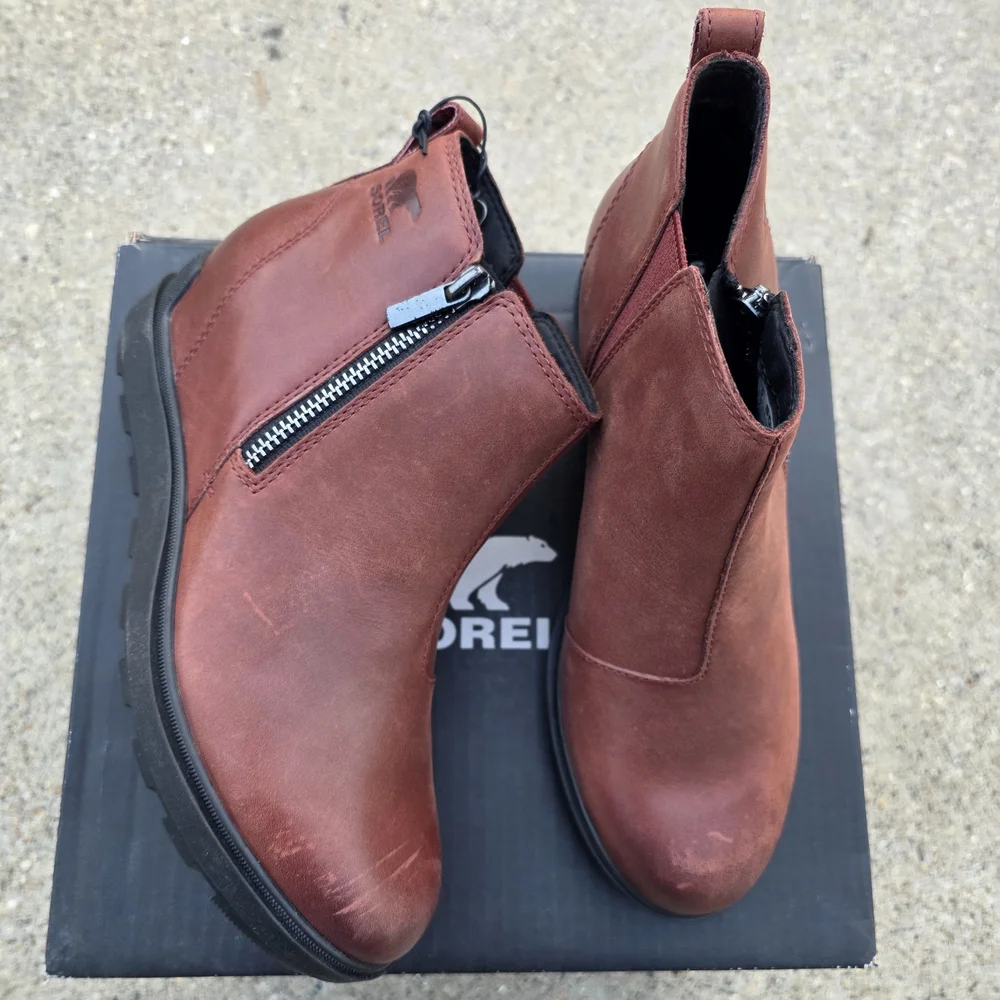 Sorel  Chestnut Leather Ankle Boots Women Size 9